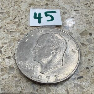 #45 - 1972 Eisenhower Silver Dollar Coin - Silver Tone